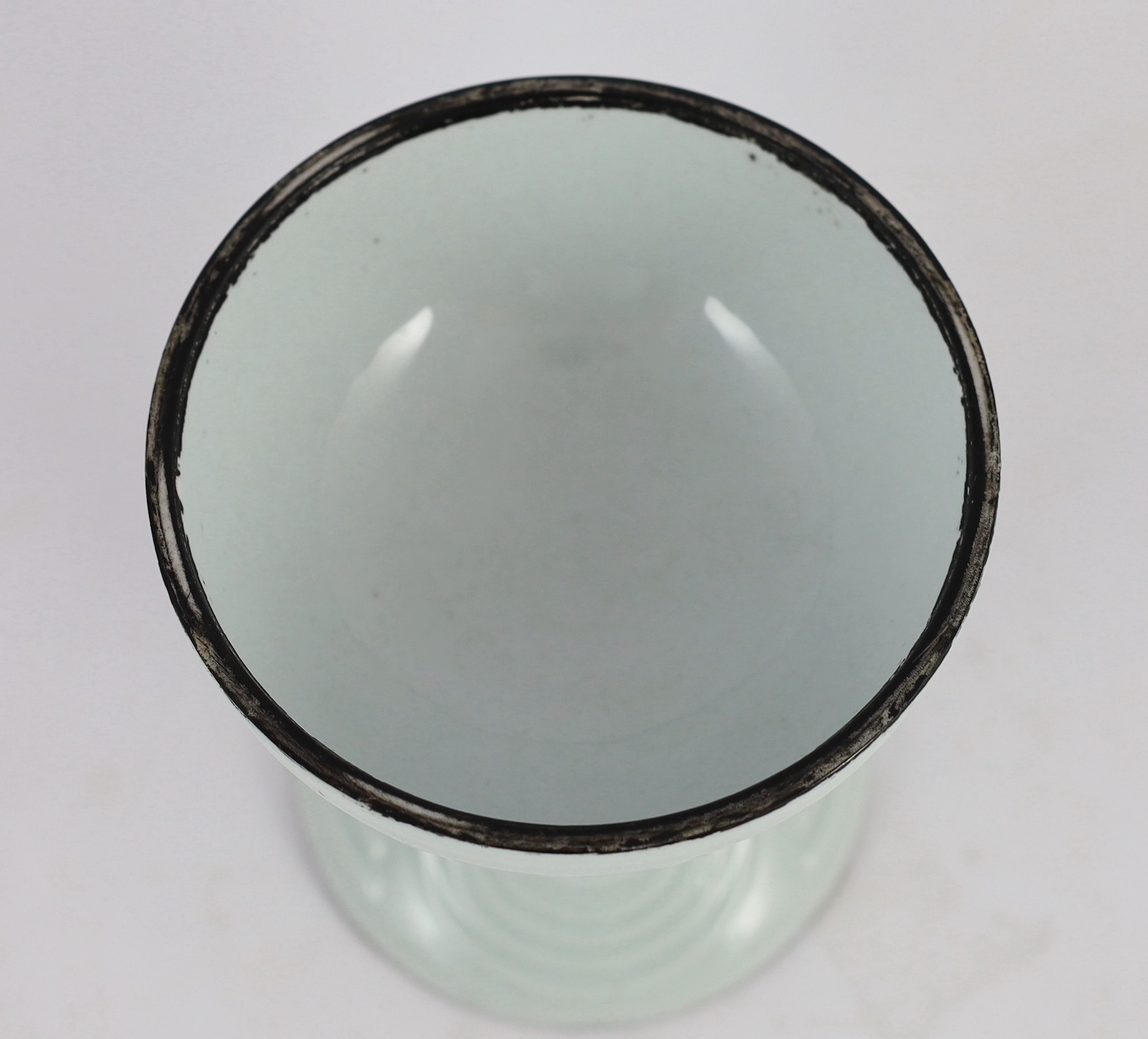 A Chinese white glazed vessel and cover, dou, Qing or later, 25cm high